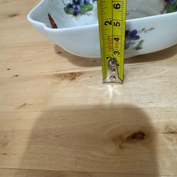 Limoges France Square Bowl Purple Violets & Butterflies. - Picture 3 of 6